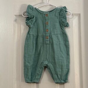 Cat & Jack Baby Girl Sleeveless with Ruffles Green Romper
